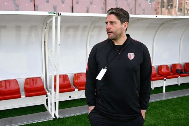 11 July 2024; Derry City manager Ruaidhrí Higgins before the UEFA Champions League First Qualifying Round First Leg match between FCB Magpies and Derry City at Europa Point Stadium in Gibraltar. Photo by Marcos Moreno/Sportsfile