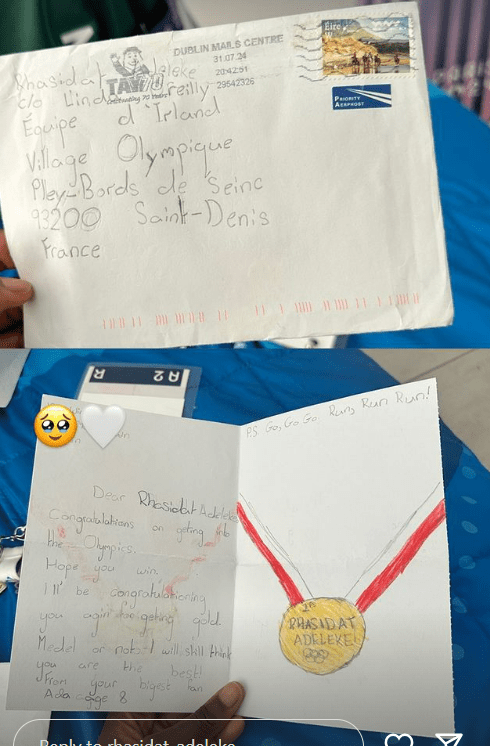 The sweet handwritten letter she received from a young fan back home