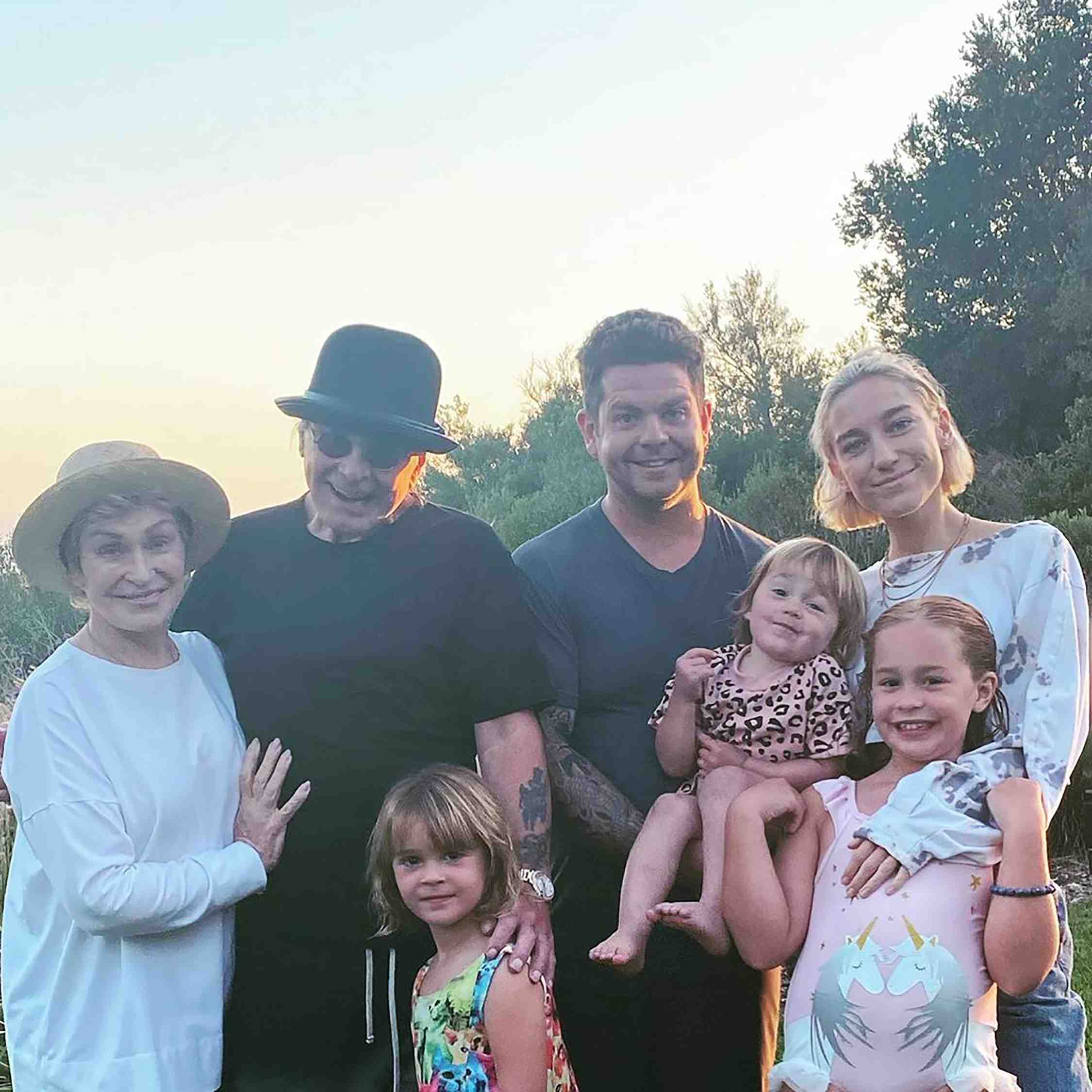 Sharon and Ozzy with their son, Jack, his fiancée, Aree Gearhart, and Jack’s daughters during summer 2020