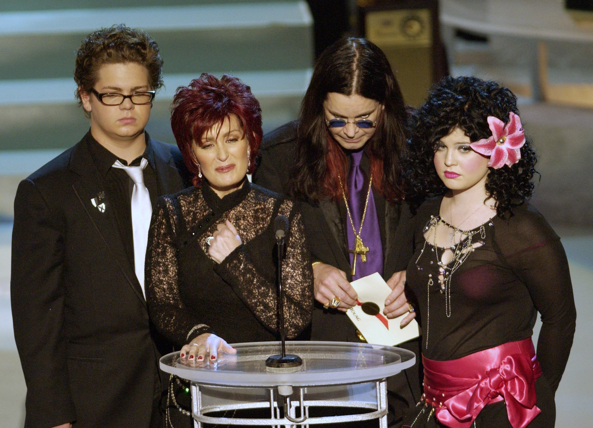 The Osbournes present an award at the Emmy awards in 2002