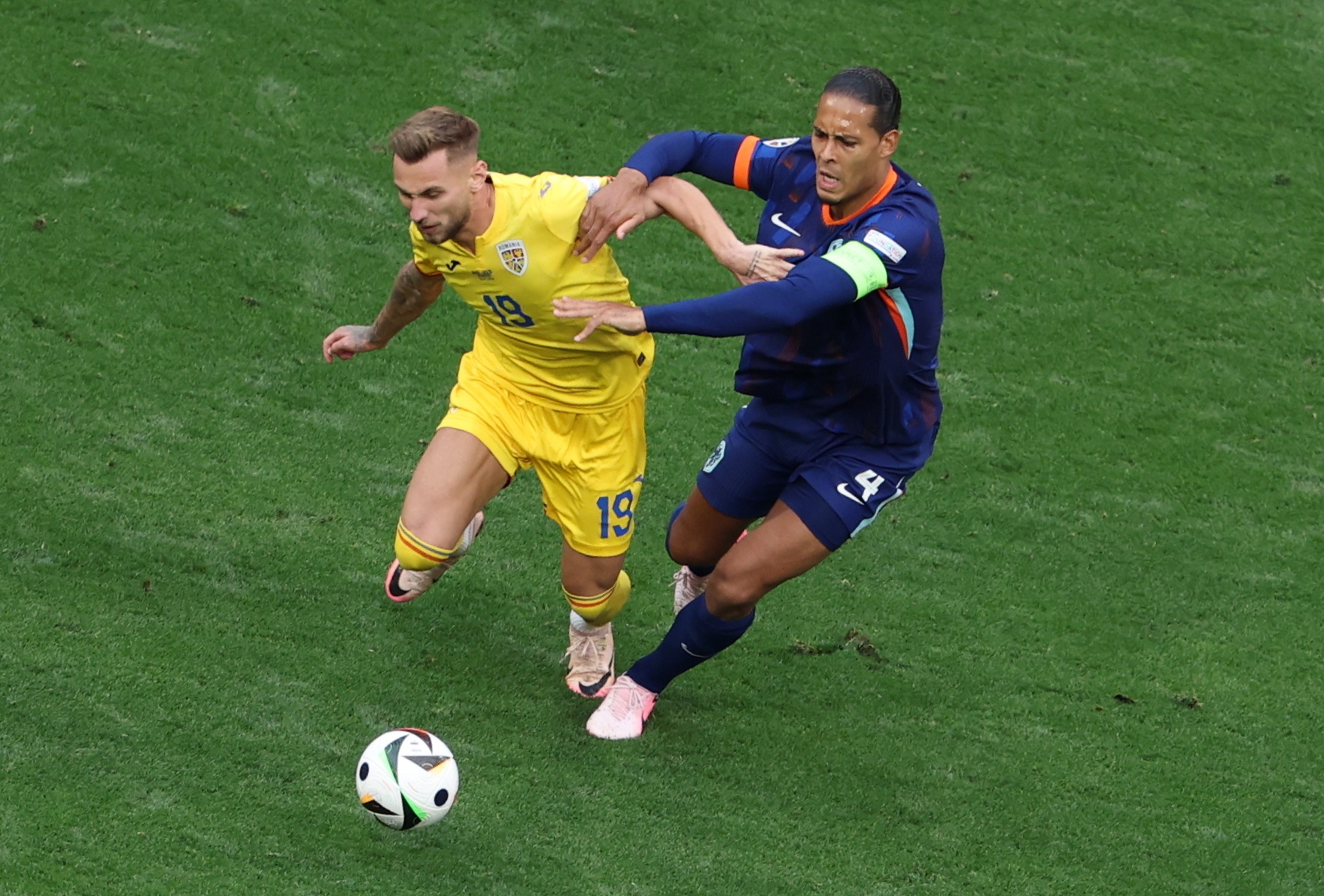 Van Dijk, right, has been in action at the Euros for Holland and is one of several players who must hit the ground running under the new head coach