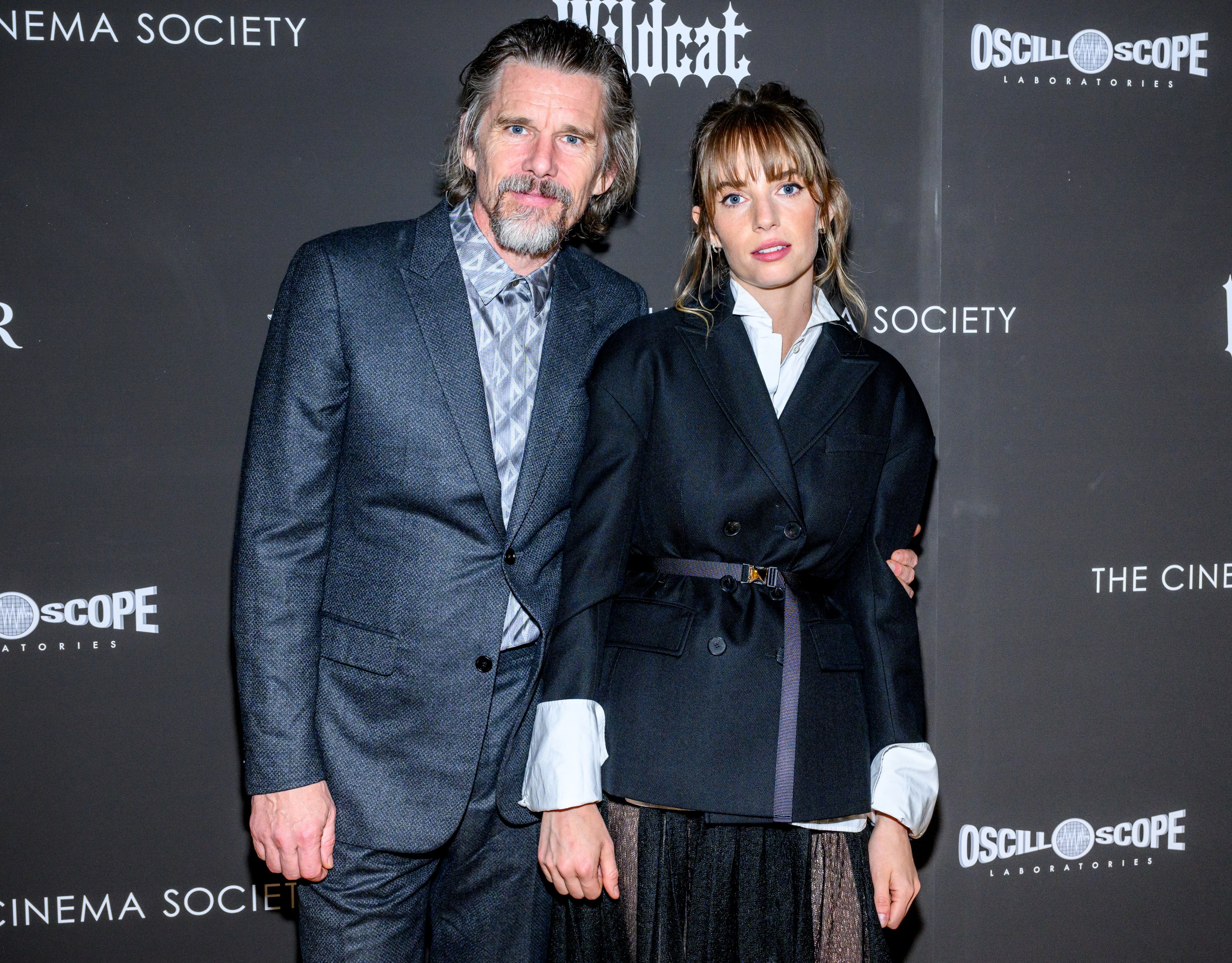 On the red carpet with her father, Ethan Hawke