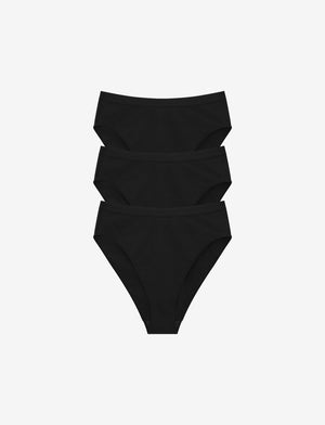 Organic Cloud Cotton High Leg Bikini - Black - Organic cotton/spandex - ThirdLove