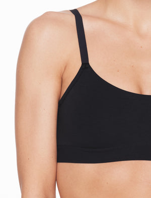 Organic Cloud Cotton Unlined Wireless Bra, Black - Thirdlove - Organic Cotton/Spandex,model