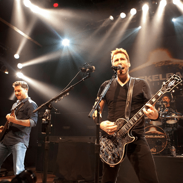 Nickleback performing on stage