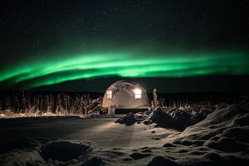 Exterior of an igloo at Borealis Basecamp