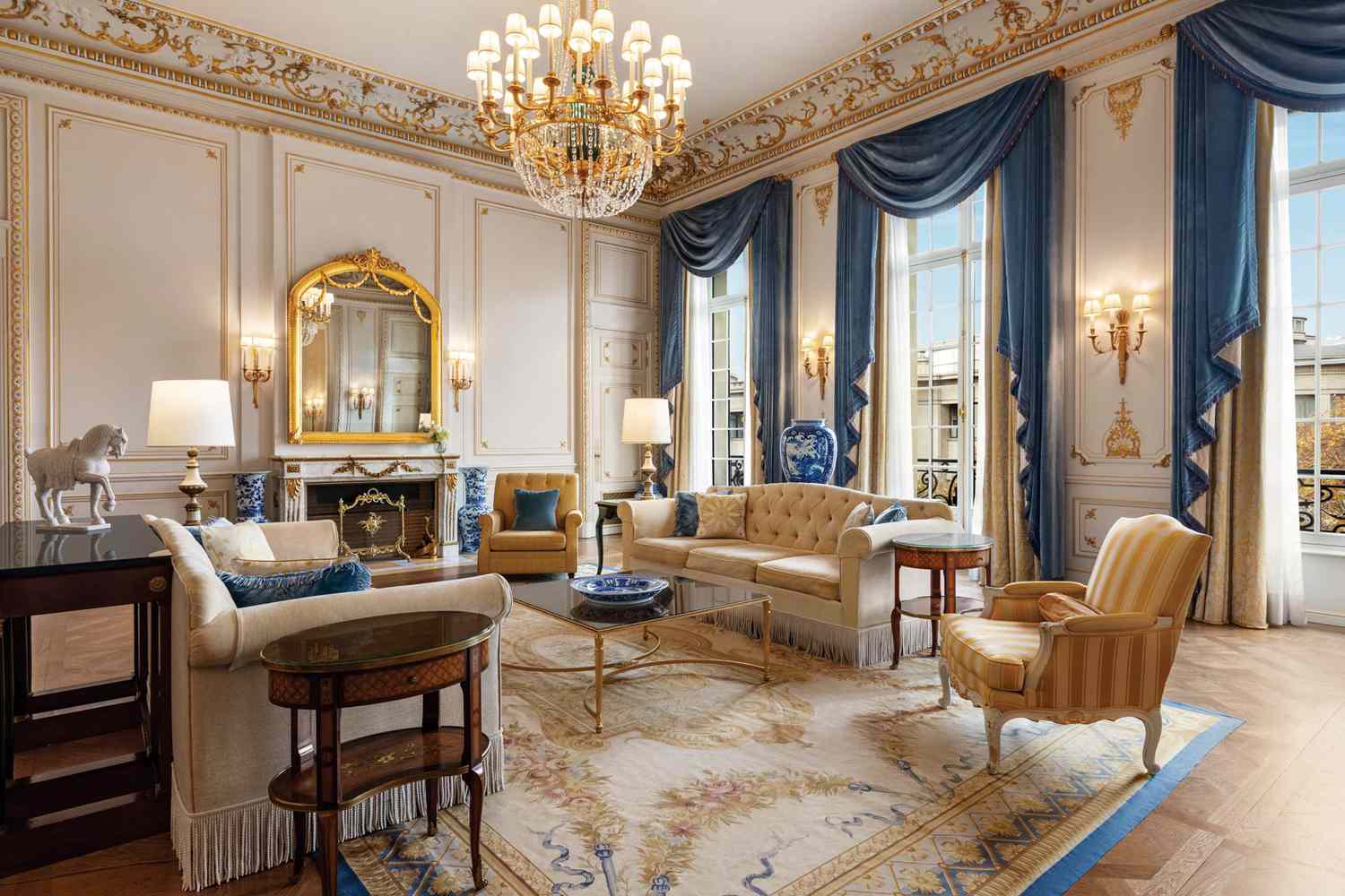 The Prince Bonaparte apartment in Shangri-La Paris, a decadent old world luxury style 