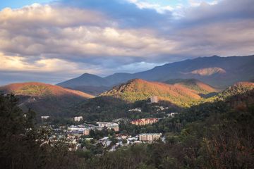 Aerial view of mountains around Gatlinburg