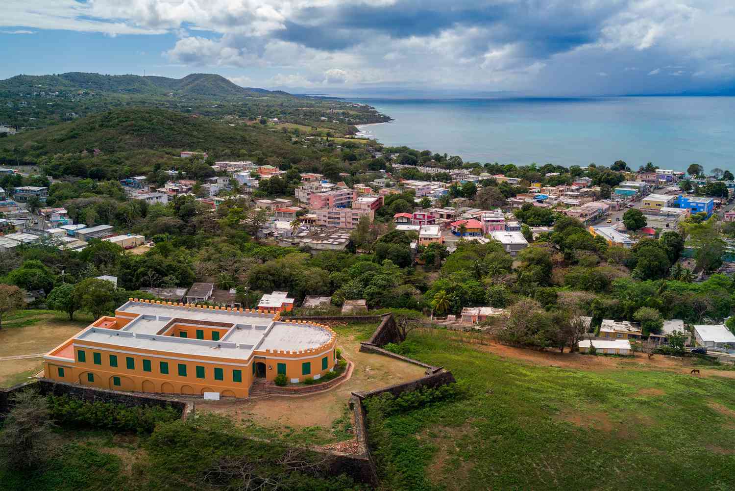 Aerial view of El FortÃÂ­n Conde de Mirasol (Fuerte de Vieques), a fort built in 1845 located in the town of Isabel Segunda in Vieques, Puerto Rico.