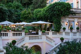 Exterior view of Le Jardin de Russie at Hotel de Russie in Rome, Italy