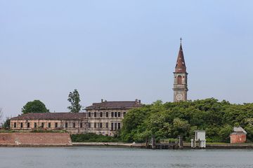 A general view of the 19th century Venetian geriatric hospital on May 2, 2014 in Poveglia island in the Venice lagoon, Italy.