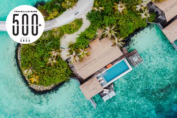 Drone view of the Waldorf Astoria Maldives Ithaafushi