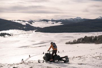 Snowmobiles at Darwin Ranch, Grand Tetons in Wyoming