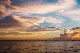 Bright colorful sunset from Mallory Square in Key West, Florida