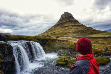 Katie Lockhart in front of Kirkjufell Mountain