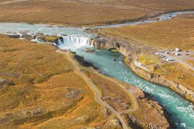 Aerial view Godafloss waterfall