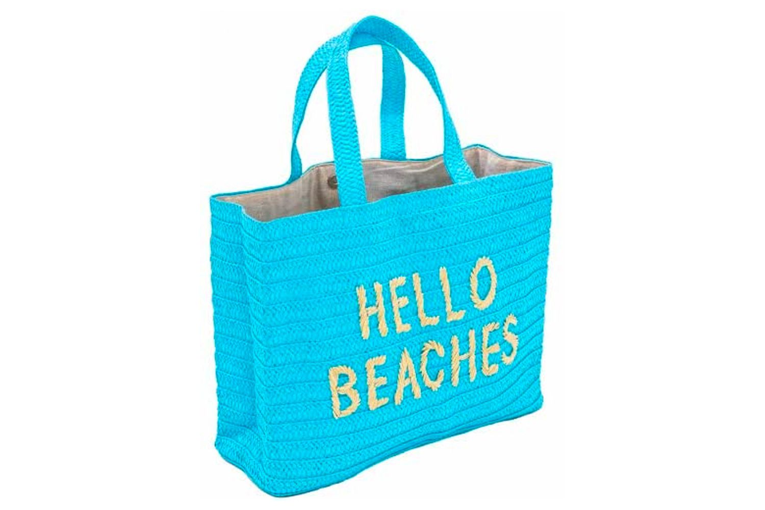 Hello Beaches Straw Beach Bag