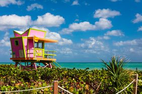 Colorful lifeguard stand in Miami