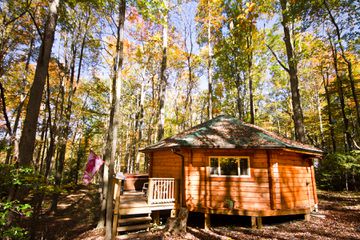 Exterior of Love Shack- Wooden Yurt Cabin