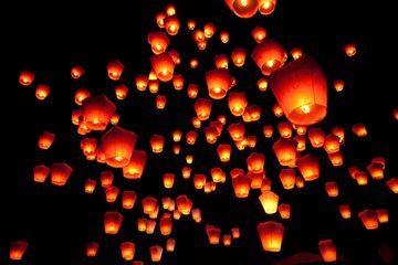 Sky lanterns in Pinghsi, Taiwan