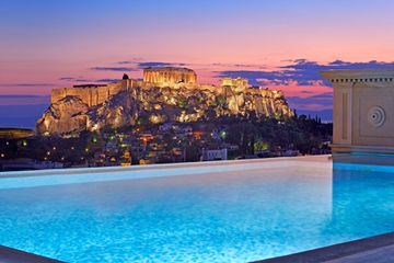 View of the Parthenon from a the Penthouse Suite Private Pool at King George