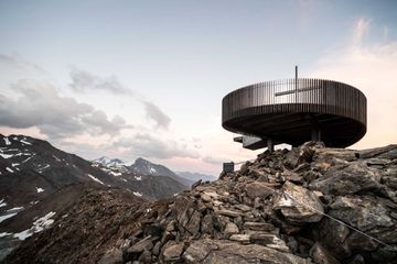 A modern design observation deck on top of a glacier, Ötzi Peak 3251m project by noa* network