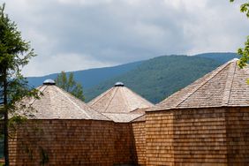 Roof lines of The Rounds cabins at Scribner's Catskills Lodge