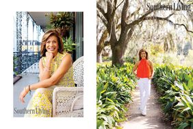 Hoda Kotb sitting on a balcony and walking on a path in New Orleans 
