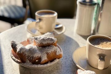 Cafe De Monde beignets and chicory coffee.