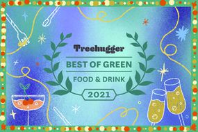 Colorful illustration of Best of Green awards seal for food and drink