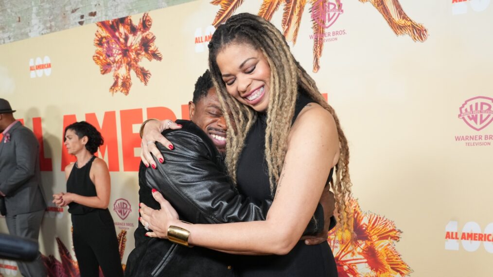 Kareem Grimes and Nkechi Okoro Carroll attend 'All American' 100th Episode and Season 6 Premiere Celebration Hosted by Warner Bros.