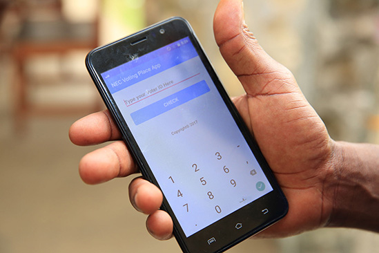 Mobile voter identification application, presidential run-off election, Liberia, 2017. 