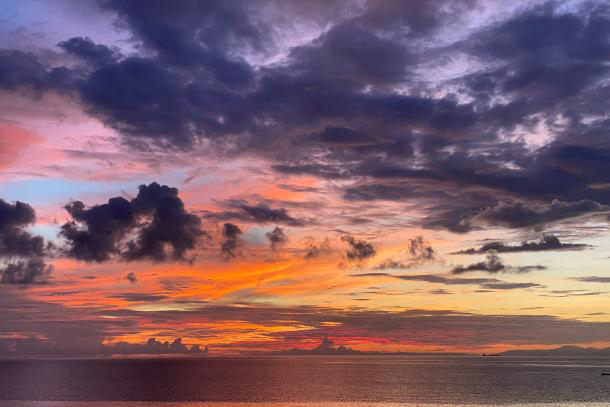 a sunset over the sea