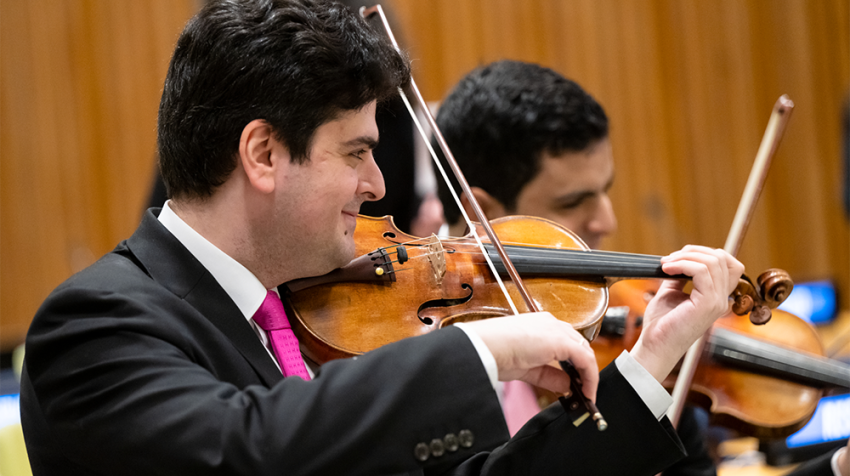 The West-Eastern Divan Ensemble performs at the UN Headquarters. 