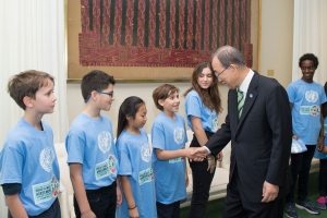 Photo: Ban Ki-moon meets Youth Representatives at the Paris Climate Agreement Signing Ceremony.