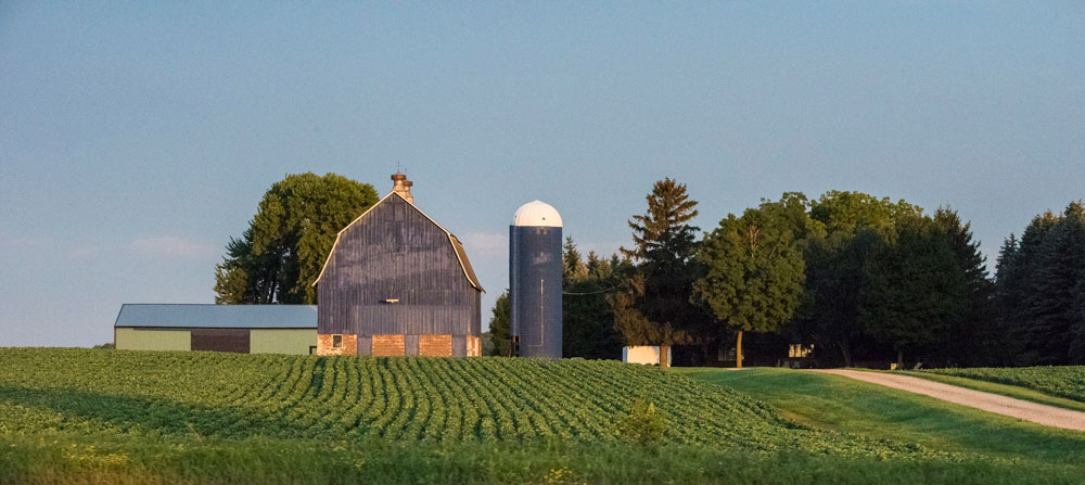 A barn in a field