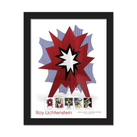 Roy Lichtenstein Framed Stamps, Standing Explosion (Red)