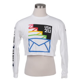 Envelope Crop Top Long-Sleeve Shirt