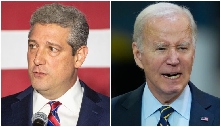 Former Democratic Ohio Rep. Tim Ryan and President Joe Biden.