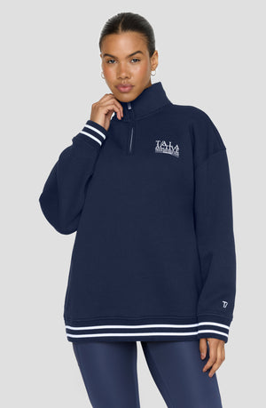 TALA TRACK AND FIELD QUARTER ZIP SWEATSHIRT - NAVY