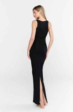 365 SCULPTING LOUNGE SQUARE NECK MAXI DRESS - SHADOW BLACK