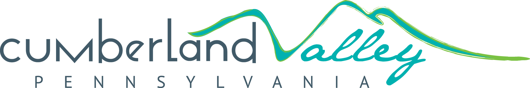 Logo of Cumberland Valley Pennsylvania with a stylized mountain range integrated into the text.