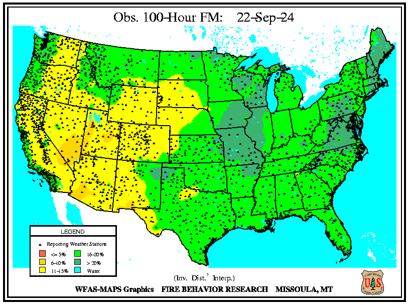 WFAS 100-Hour Fuel Moisture - Observed / Computed