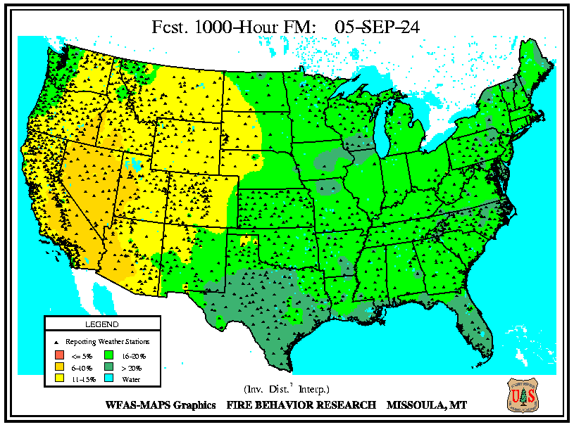 WFAS 1000-Hour Fuel Moisture - Forecast