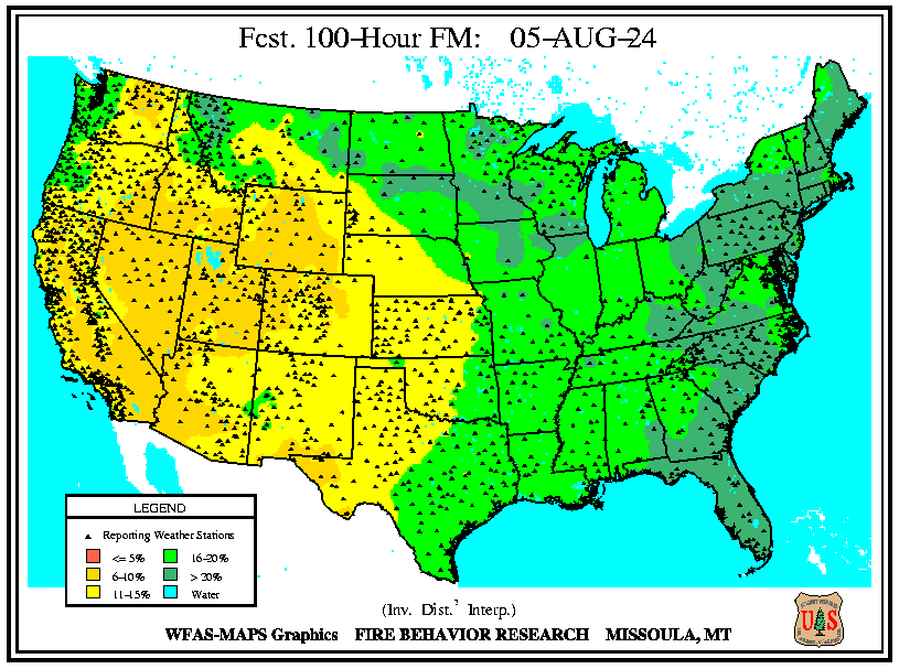 WFAS 100-Hour Fuel Moisture - Forecast