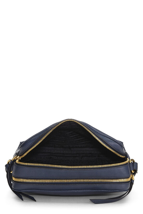 Navy Vitello Daino Double Zip Camera Bag, , large image number 5