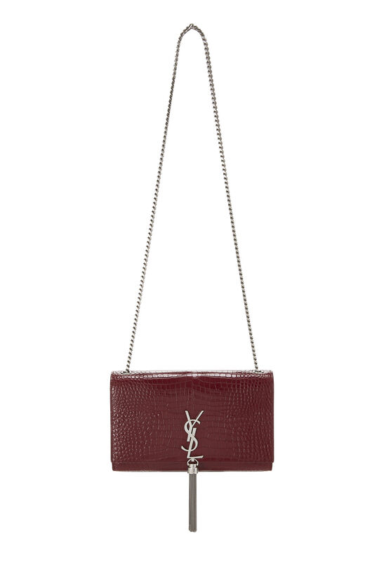 Burgundy Embossed Crocodile Kate Tassel Medium, , large image number 1