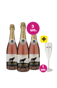 Kit 3 por 99 - Espumante Lobo Negro Rosé + Taça Espumante Grátis