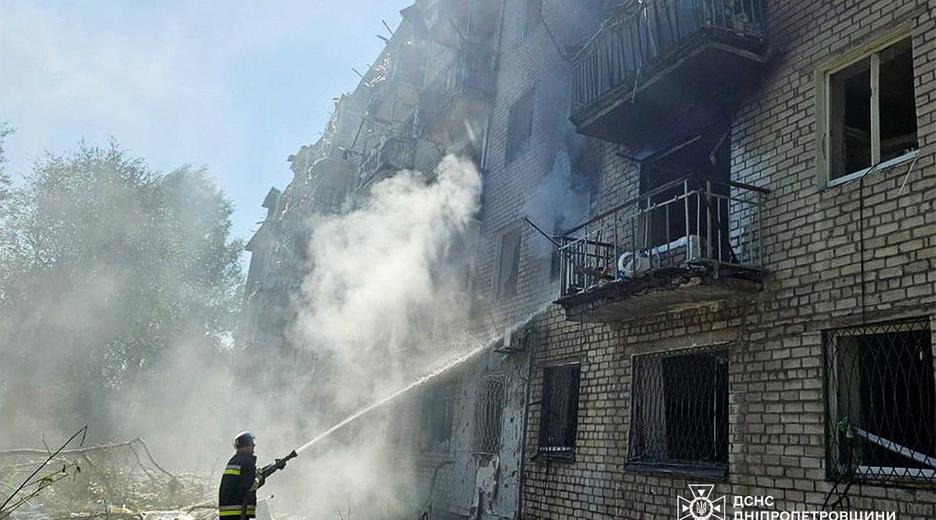 Aftermath of a Russian missile strike in Pavlohrad