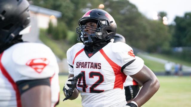 Isaiah Campbell of Southern Durham. Apex defeated Southern Durham 17-0 in the HighSchoolOT Jamboree on Saturday, August 12, 2023. (Photo By: Nick Stevens/HighSchoolOT)